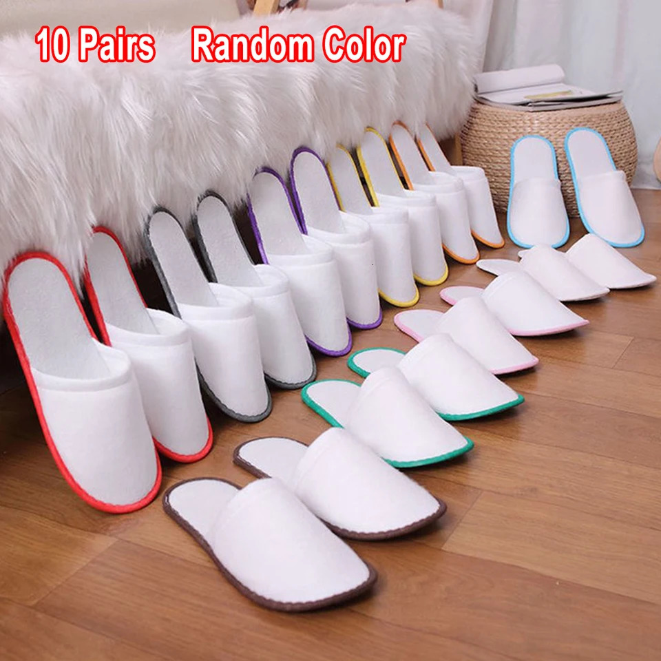 10 Pairs Lot el Slippers Men Womens Top Quality Velvet Travel Disposable Cotton Home Hospitality Shoes SPA Guest Slides 240612