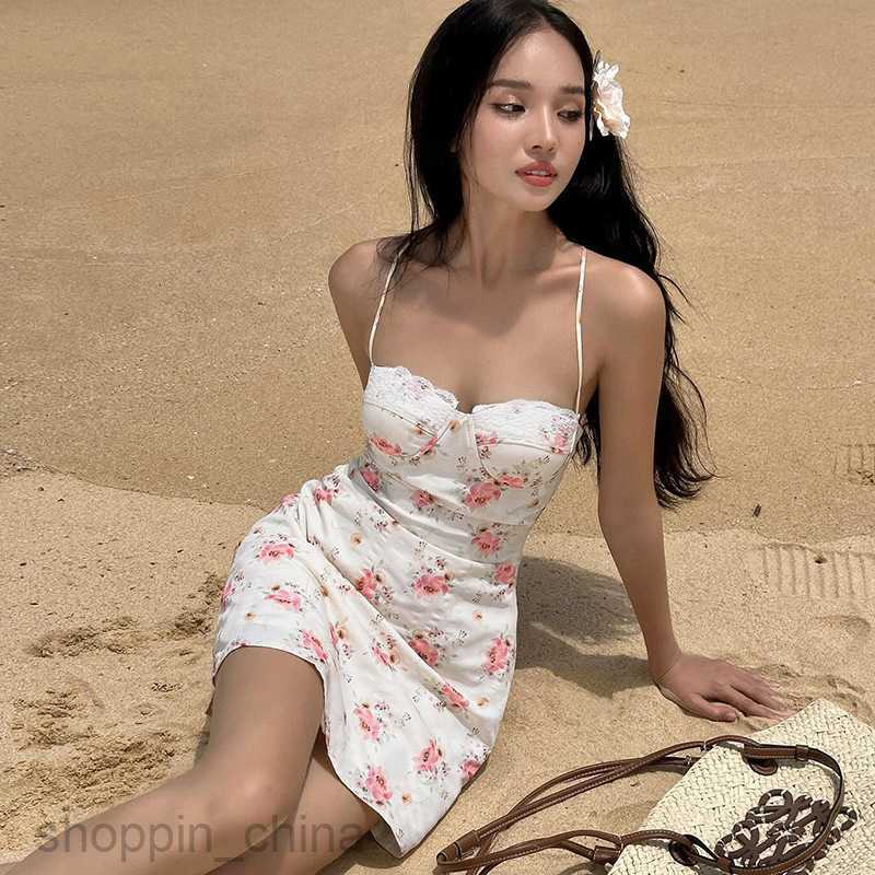 Basic Casual Women Dresses style new fresh and sweet patchwork lace beach style floral dress for woman