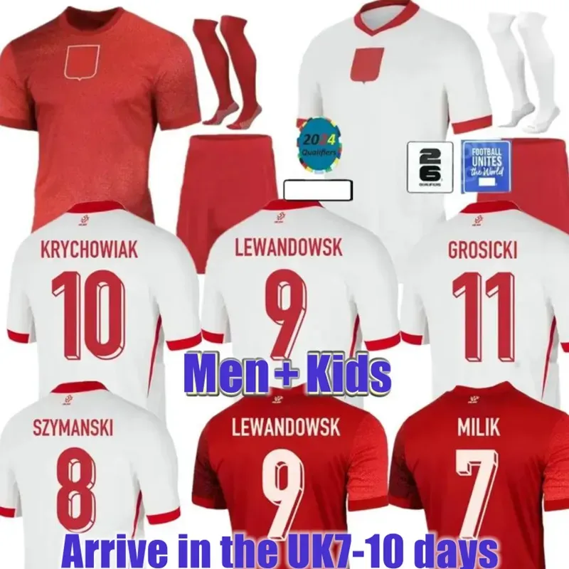 POLAND 2024 Soccer Jerseys LEWANDOWSKI Home Away 24 25 Polska National Team MILIK PISZCZEK PIATEK GROSICKI KRYCHOWIAK ZIELINSKI Football Shirt Kit Men