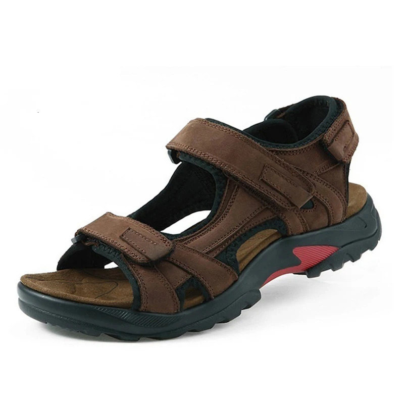 men sandals summer shoes genuine leather sandals beach shoes men cow leather sandals good quality plus size 38-48 240612