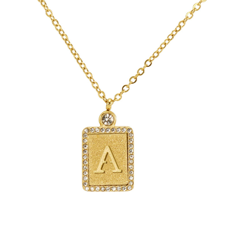 18K Gold English Letter Necklace Charm Designer Jewelry Alphabet Initial Cubic Zircon Diamond Pendant Necklaces Stainless Steel Gold Chain for Woman G