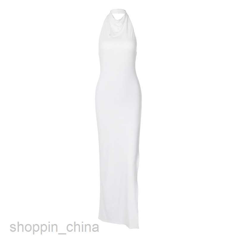 Basic Casual Dresses Women's New Sexy Hollow Back Slim Fit Versatile Street Style Split Neck Double Layer Dress