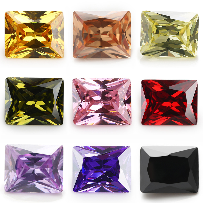 Size 2x3mm~10x12mm 5A Rectangle CZ Stone Various Color Cubic Zirconia Loose Synthetic Gems For Jewelry