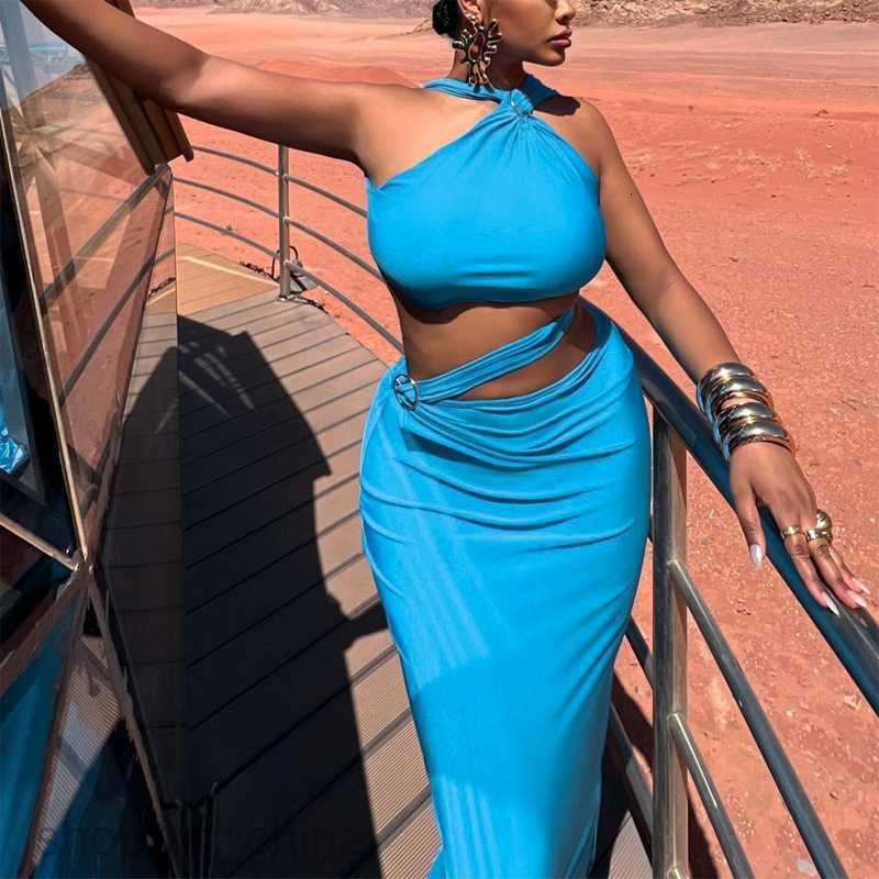 Basic Casual Women Dresses Summer Women's New Solid Color Hollow Pearl Chain Sexy Backless Fashion Wrapped Hip Dress