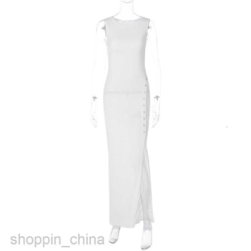 Basic Casual Dresses Women's Spring New Sleeveless Button Split Solid Color Slim Fit Fashion Style Dress for Women