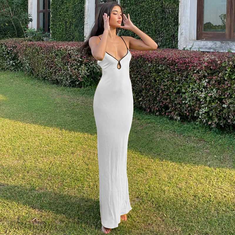 Basic Casual Women Dresses Women's Spring New Solid Color Sexy Strap Lace Open Back Long Dress Slim Dress for Women