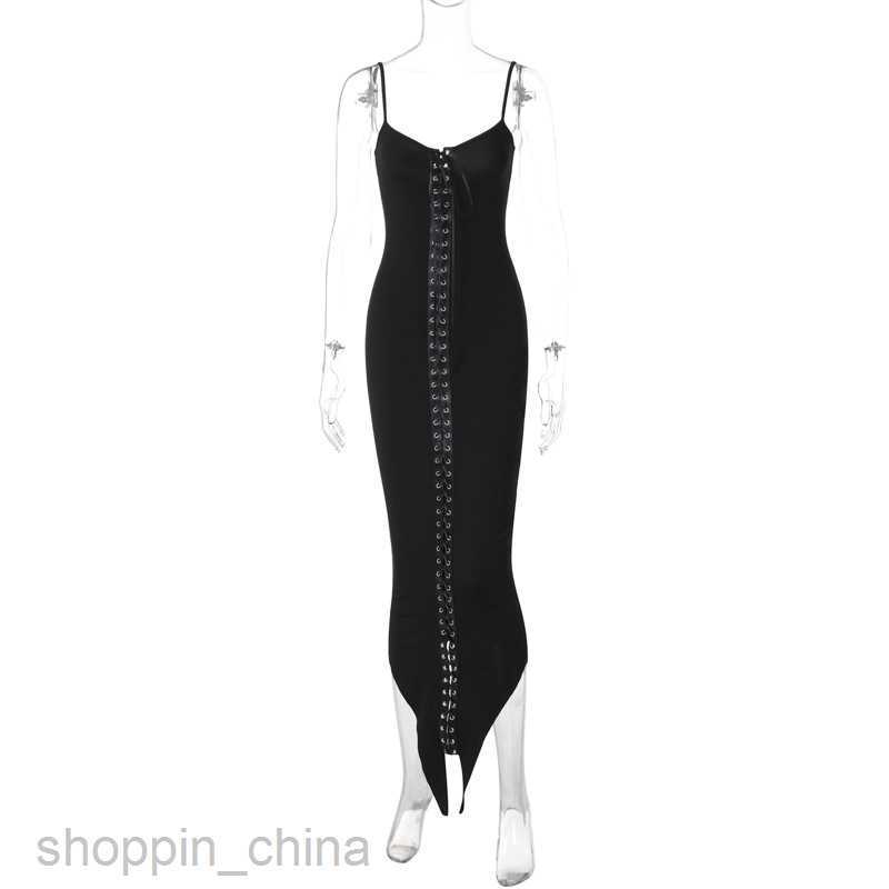 Basic Casual Dresses Women's Summer New Solid Color Sexy Style Fashionable Spliced Eye Sling Dress
