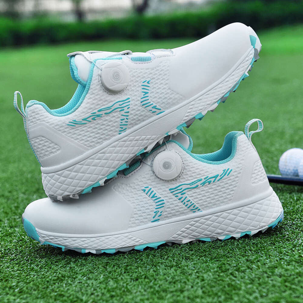 Customized Men's Athletic Walking Style Waterproof PU Leather Spike Sport Golf Shoes New Rotary Button Outdoor Training