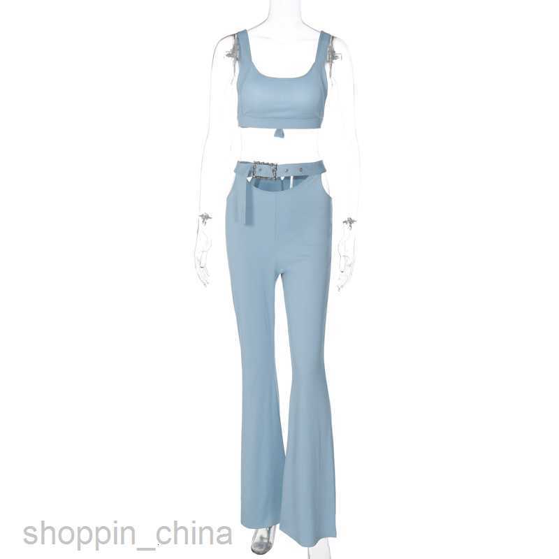 Women's Jumpsuits Rompers Spring Women's New Solid Color Sleeveless Tank Top Flare Pants Two Piece Fashion Set