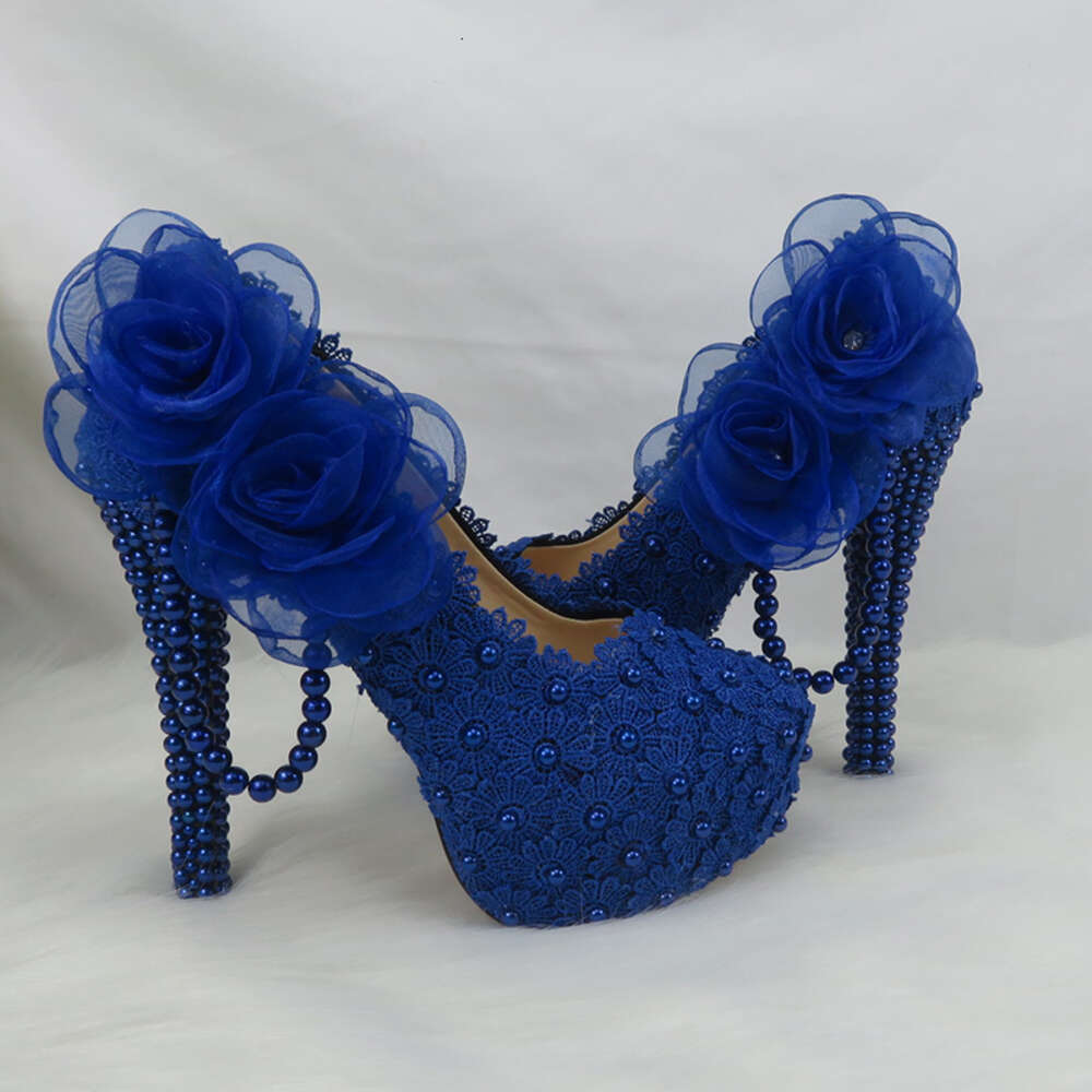 Baoyafang White Flower Women Wedding Bride Party Dress Woman High Heel Platform Shoes Ladies Handmade Lace Shoe