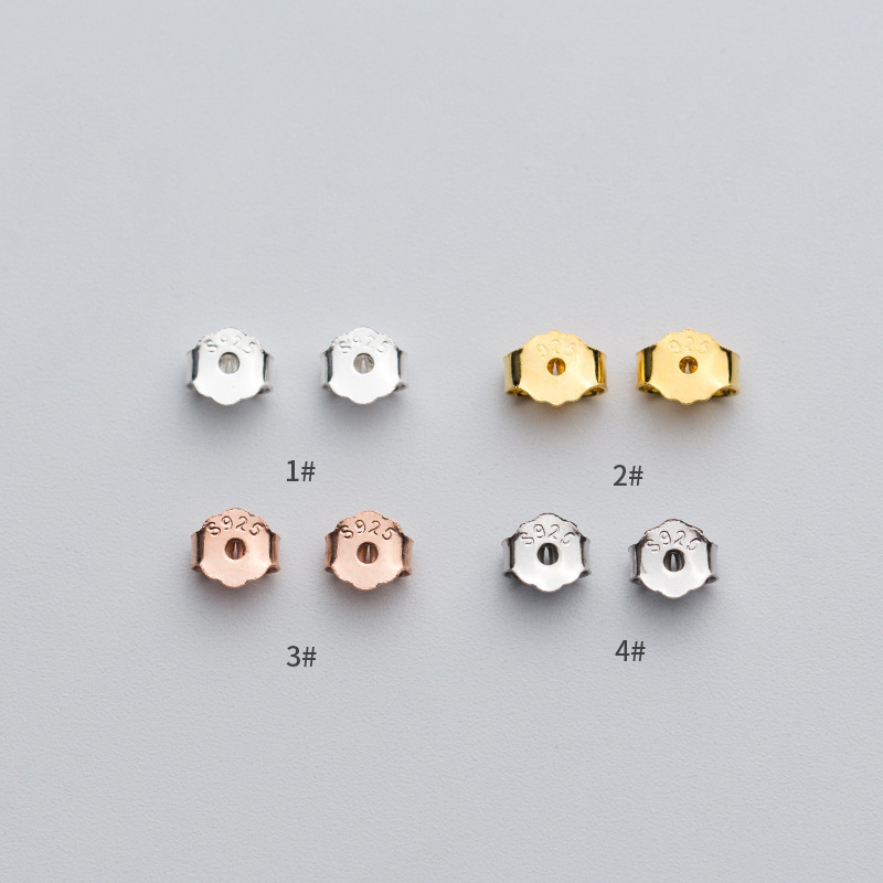10pcs/lot 100% 925 Sterling Silver Earring Back Gold Rose Gold 4 5mm Butterfly Earring Stopper Findings for DIY Jewelry Findings