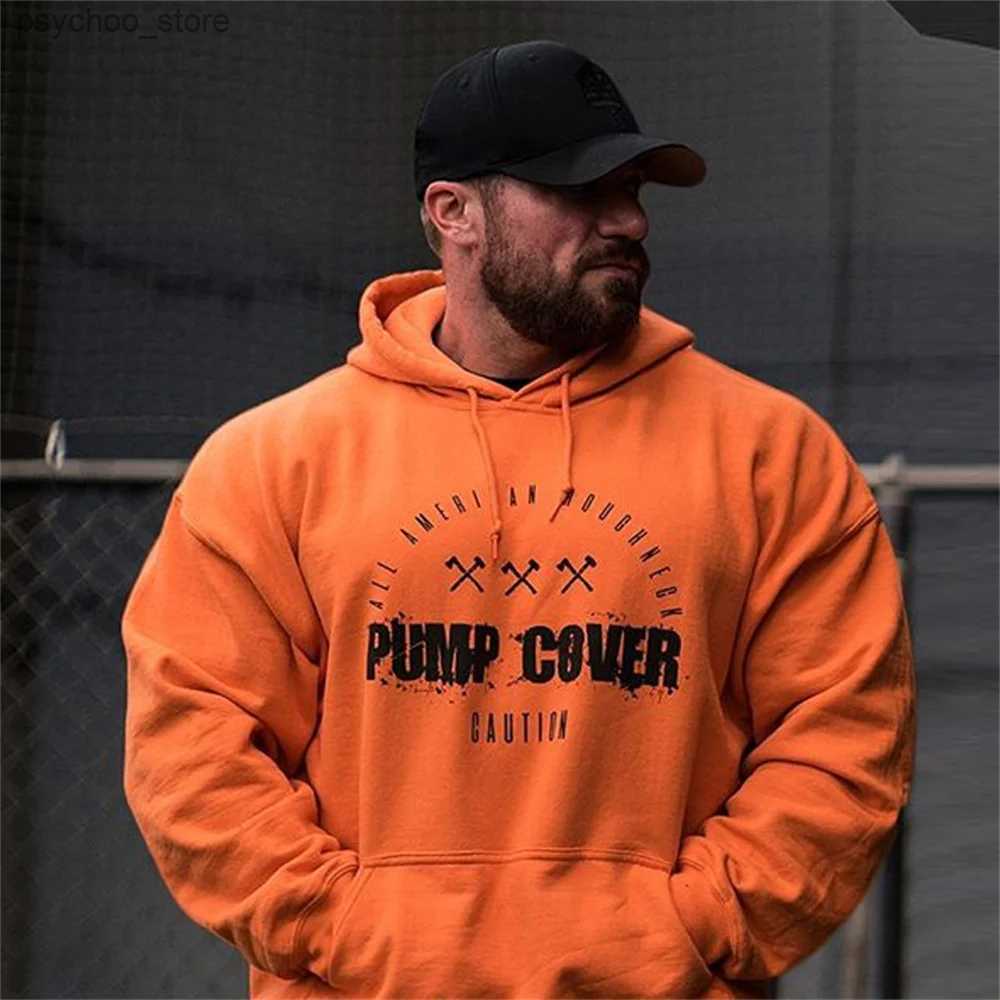 Men's Hoodies Sweatshirts Men Fashion New Fitness Long Sleeve Hoodie Male Gym Bodybuilding Workout Casual Tops Pullover Autumn Winter Hooded Sweatshirts Q240613