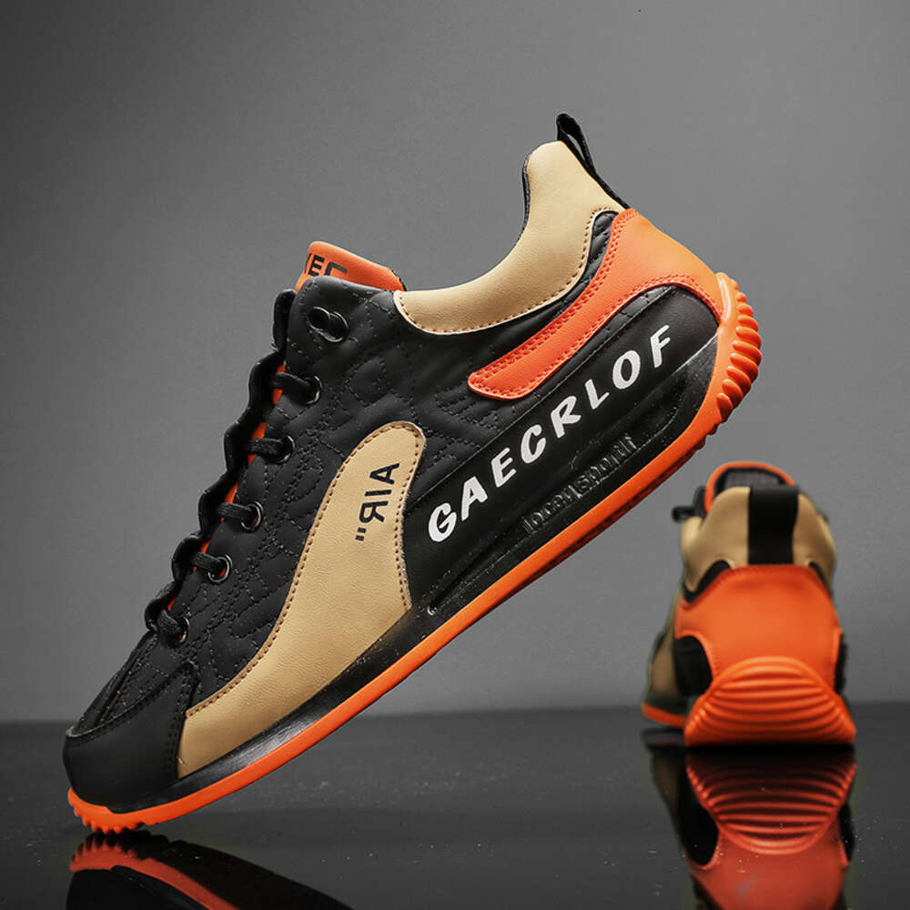 2024 Autumn Men's New Breathable Leather Sports Shoes Versatile Casual Chunky Walking Style