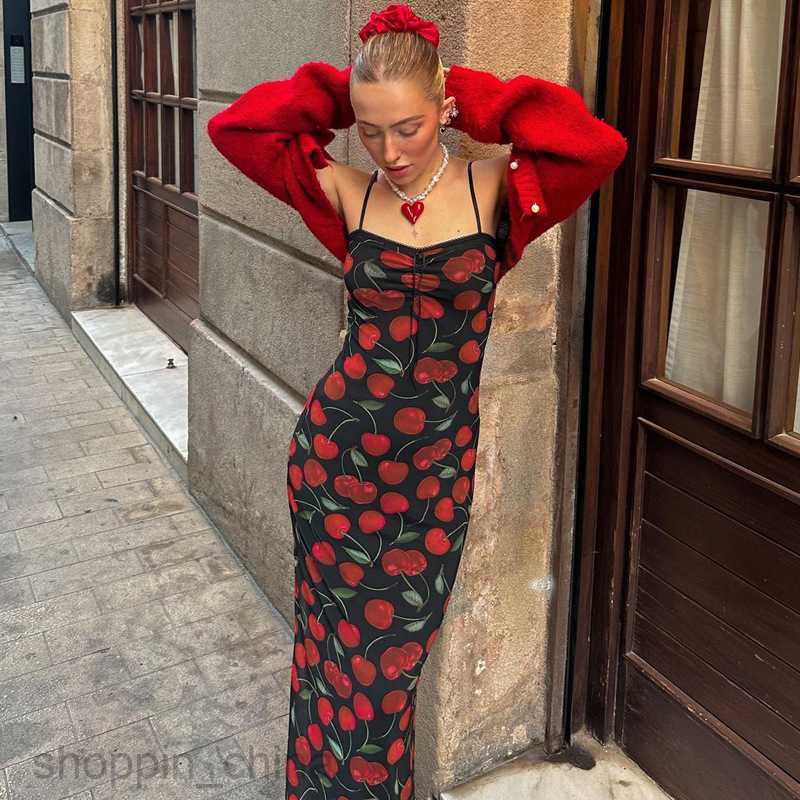 Basic Casual Dresses style fresh and sweet fashion flower print versatile slim fit camisole dress for women