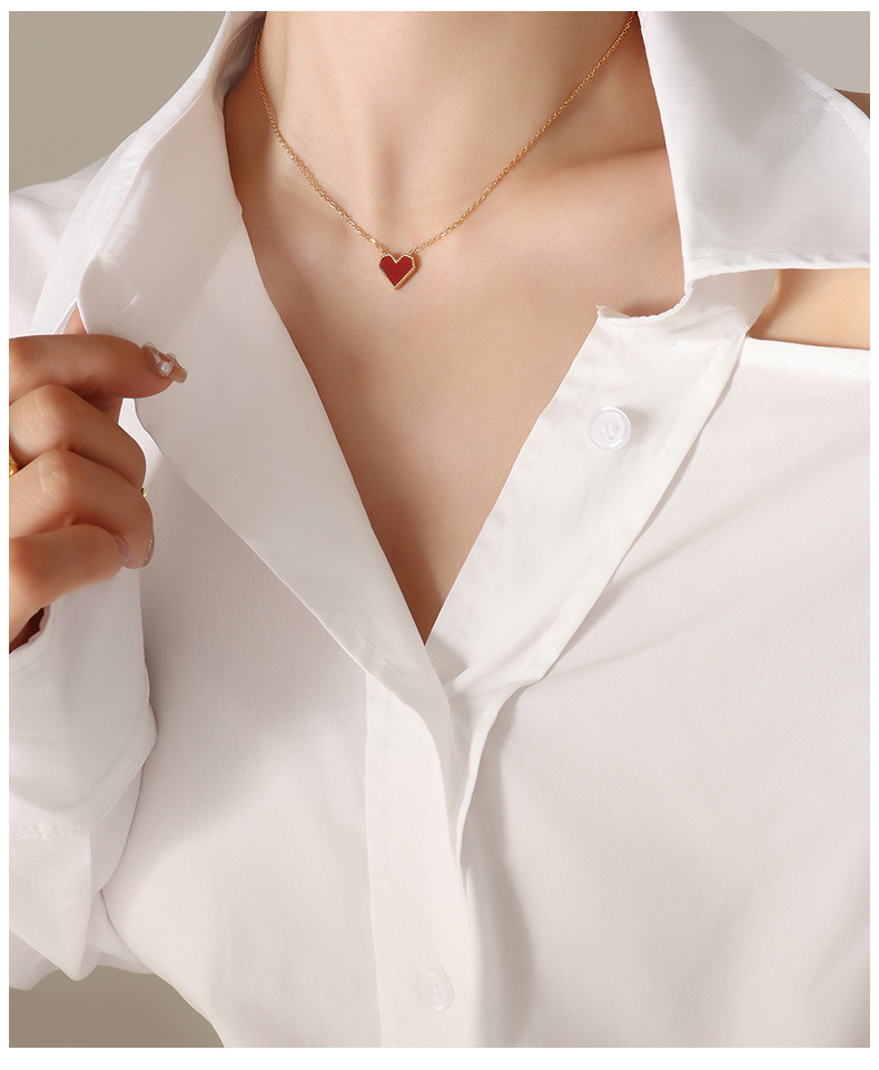 18k Gold Plated Love Heart Pendant Necklace Charm Gold Chain Red Heart Fashion Woman Necklaces Luxury Jewelry for Her Birthday Wedding Valentine Mothe