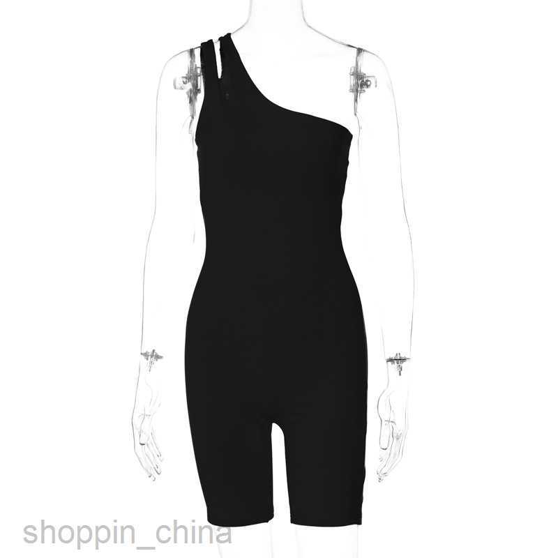 Women's Jumpsuits Rompers Women's Spring New Solid Color One Shoulder Slim Fit, Hip Lift Sports Yoga Jumpsuit for Women