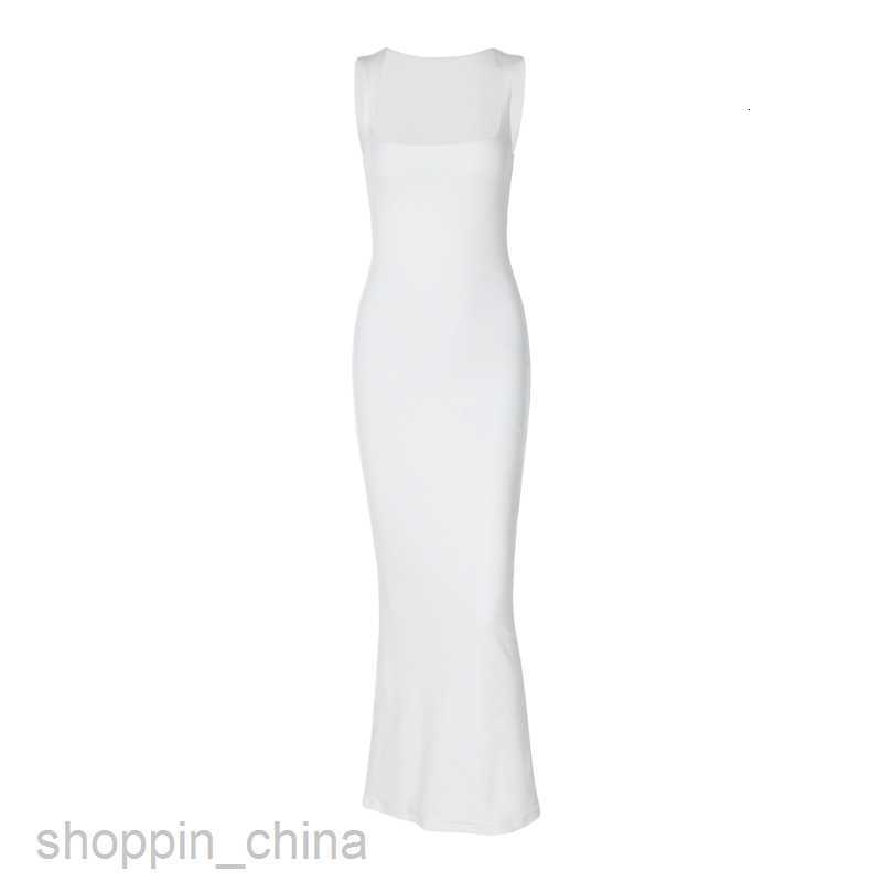 Basic Casual Dresses Women's Fashion Solid Color Temperament Style Sexy Square Neck Double layered Versatile Wrapped Hip Dress for Women