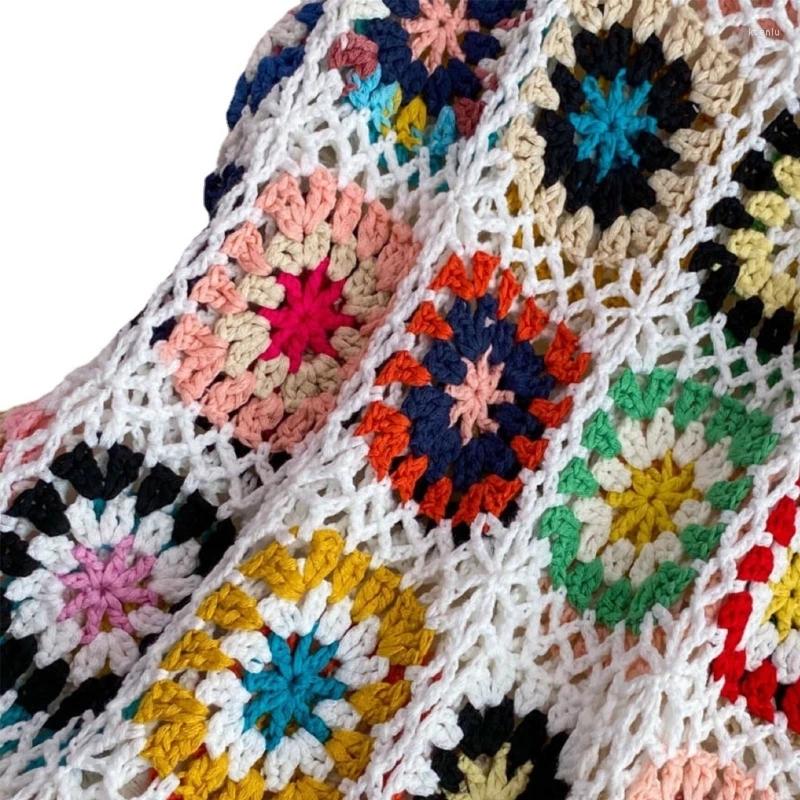 Casual Dresses Women Crocheted Flower Beach Sleeveless Square Neck A Line Short Cover Up Dress 10CF