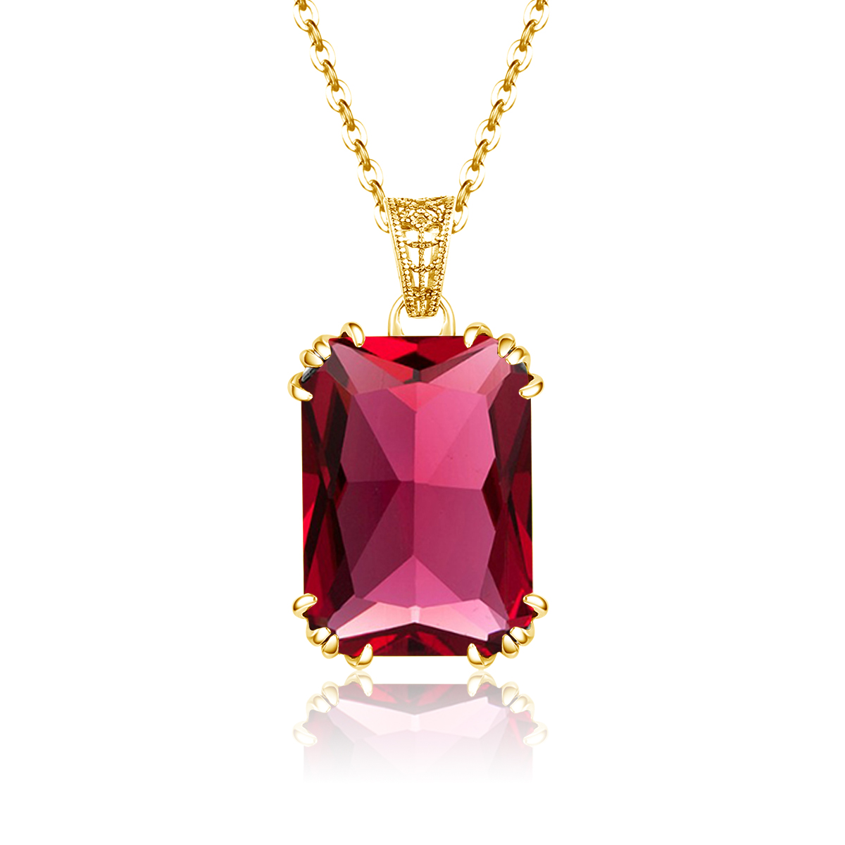 Trendy Art Deco Red Ruby Jewelry Sets For Women With Stones Party Necklace Earrings Ring Set 925 Silver Mothers Day Gifts 2022 D