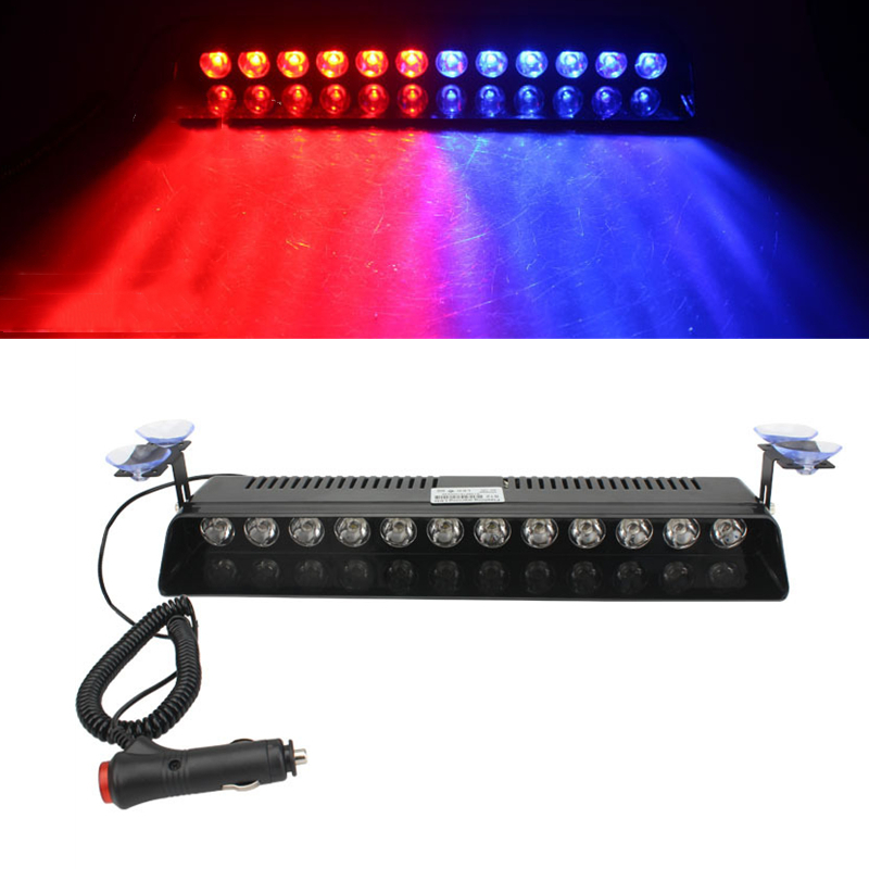 12LED Car Strobe Police Lights Emergency Grill Warning Lamp Fireman Ambulance Flashlight Red/Blue/Yellow/White Signal Lights 12V