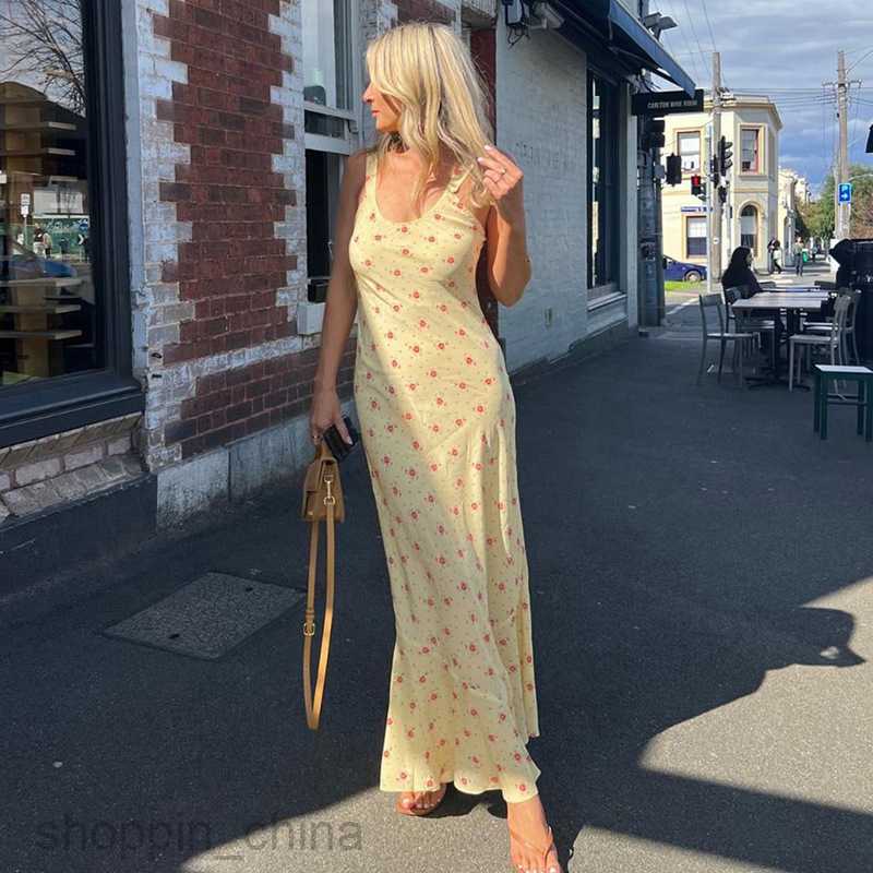 Basic Casual Women Dresses floral long fishtail skirt summer new print fashion trend suspender dress