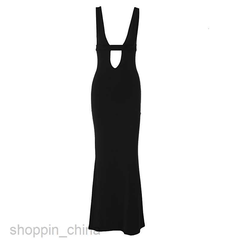 Basic Casual Women Dresses new sexy deep V patch hollowed out chest wrap style long skirt slim fitting suspender dress