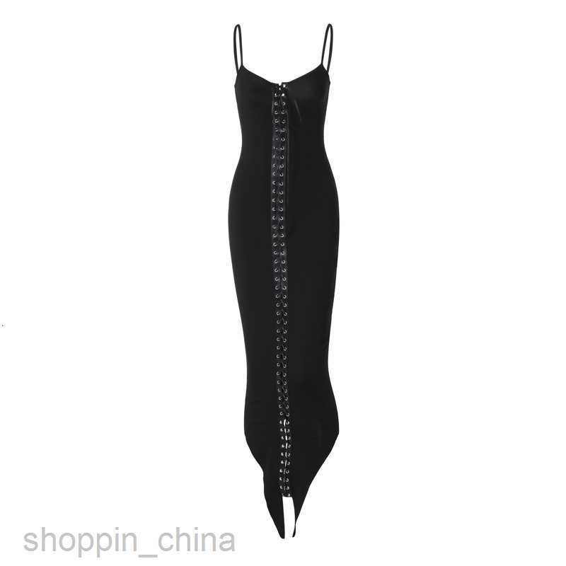Basic Casual Dresses Women's Summer New Solid Color Sexy Style Fashionable Spliced Eye Sling Dress