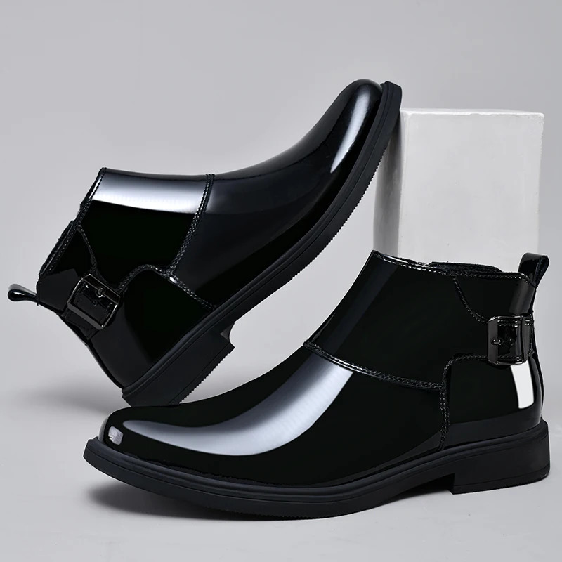 Mens Classic Retro Chelsea Boots Mens Fashion Leather Ankle Boots Men British Style Short Boots High-top Business Formal Shoes 240612