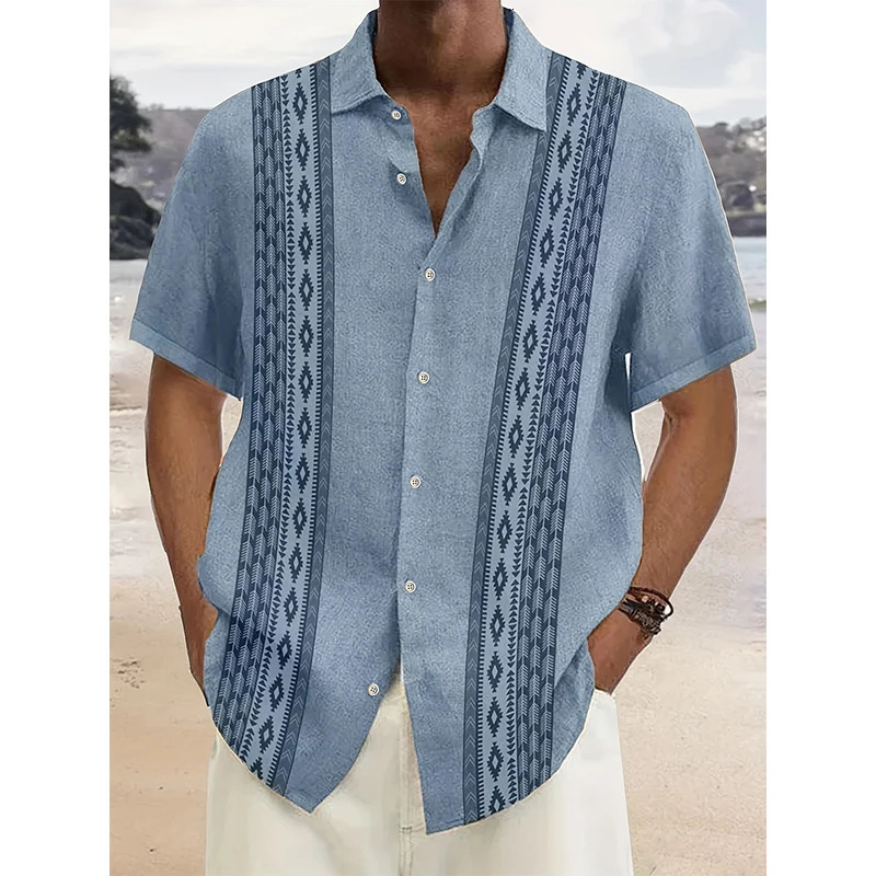Ethnic Style 3D Printed Hawaiian Beach Shirts Men Women Casual Fashion Vintage Streetwear Short Sleeve Shirt Blouse Man Clothing 240601Z