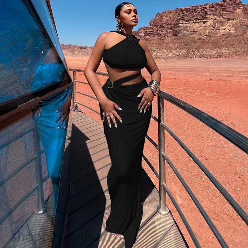 Basic Casual Women Dresses Summer Women's New Solid Color Hollow Pearl Chain Sexy Backless Fashion Wrapped Hip Dress