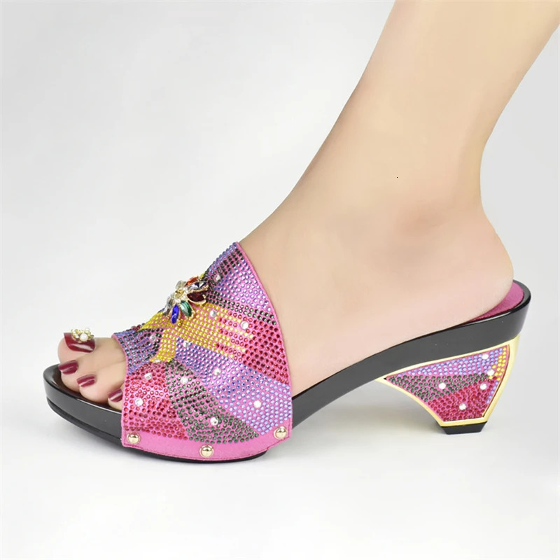 Latest Orange African Women Wedding Shoe Woman Ladies Pumps Women Shoes Fashion Party Wedding Shoes Decorated with Rhinestone 240613