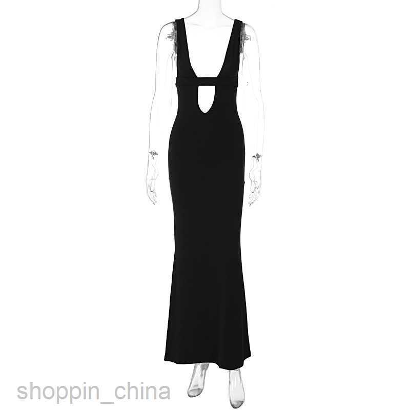 Basic Casual Women Dresses new sexy deep V patch hollowed out chest wrap style long skirt slim fitting suspender dress