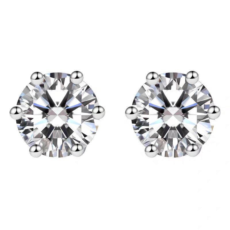 18K Rose Gold Moissanite Stud Earrings 1CT VVS Lab Diamond Fine Jewelry for Women Anniversary Gift Total 2CT Real Au750 Earring