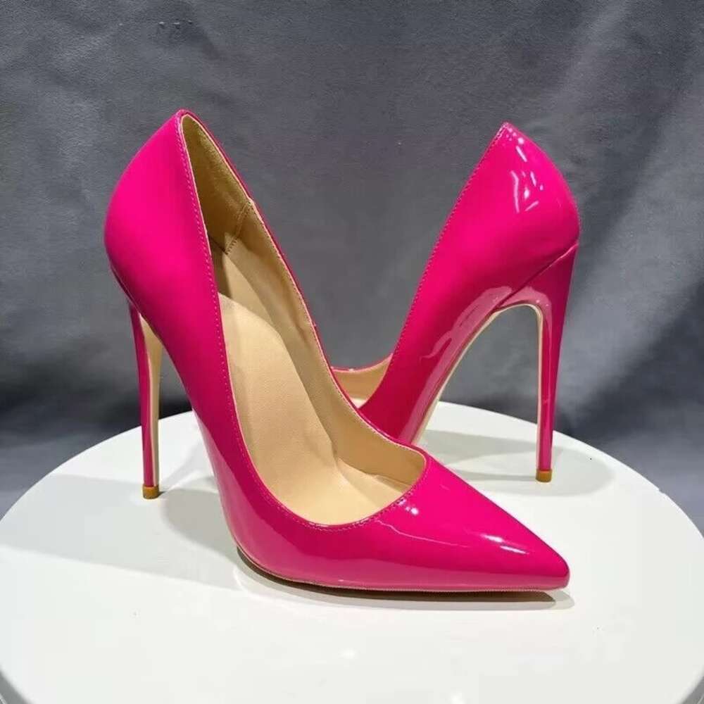 Heelgoo Women Sexy Rose Patent Pointy Toe High Heel Shoes For Party Club Designer Dress Slip On Stiletto Pumps 12Cm 10Cm 8Cm