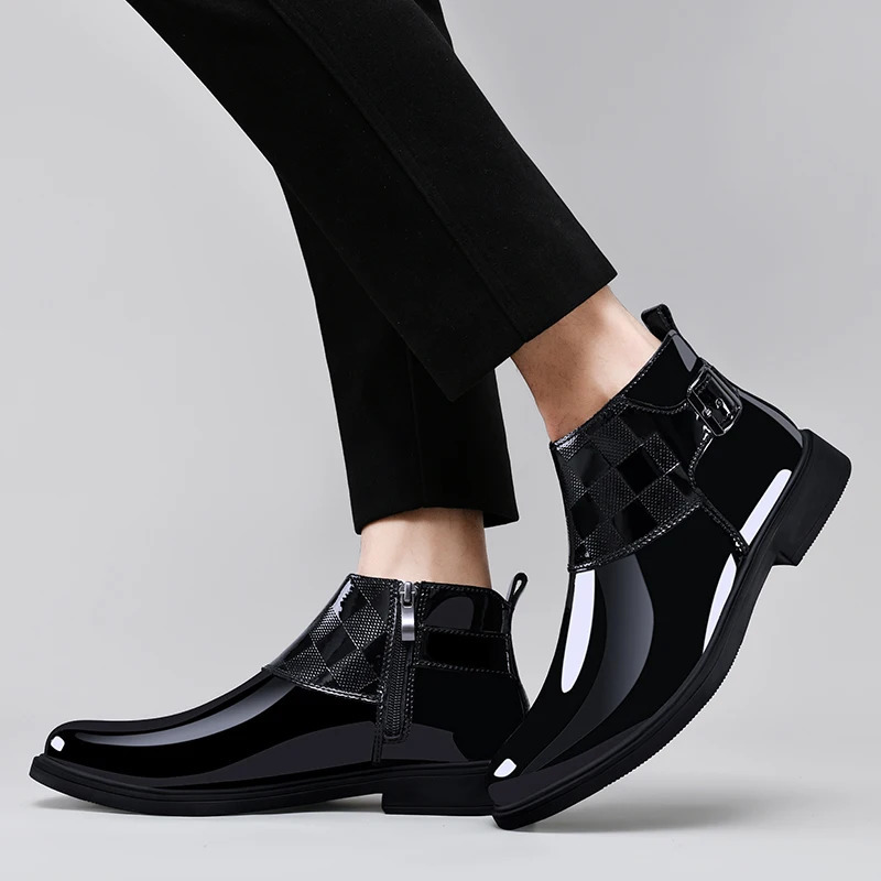 Men Leather Low Top Walking Shoes 2024 All-match for Men Ankle Boots Mens Side Zipper Chelsea Boots Classic Mens Shoes 240612