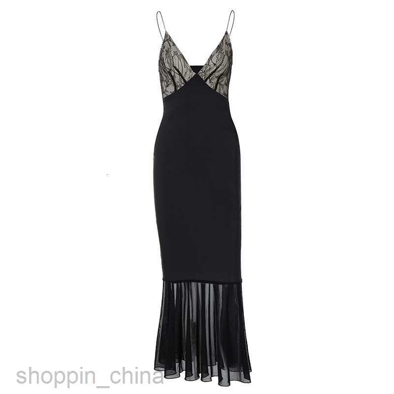 Basic Casual Women Dresses Fashionable new patchwork lace wrapped chest and elegant lady style sexy slim fit mesh skirt hem suspender dress for women