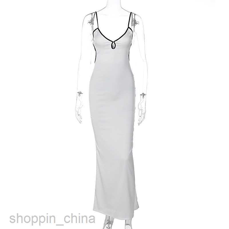 Basic Casual Women Dresses Women's Spring New Solid Color Sexy Strap Lace Open Back Long Dress Slim Dress for Women