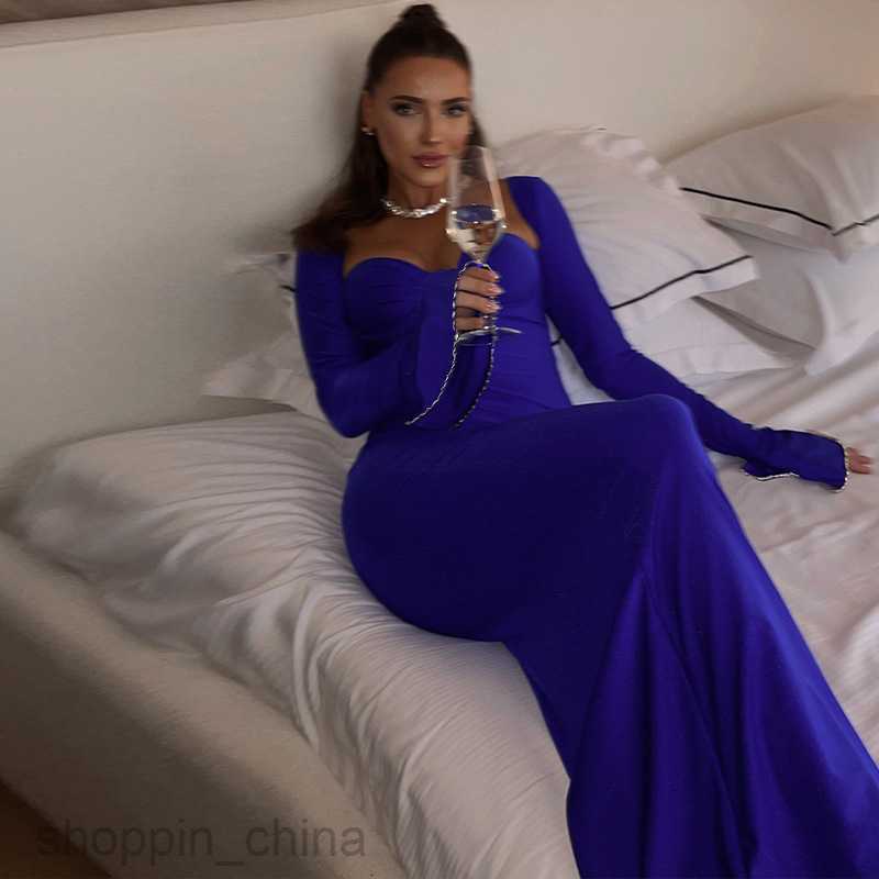 Basic Casual Dresses Women's Spring New Solid Color Slim Fit Sexy Wrapped Chest Diamond Flare Sleeves Temperament Wrapped Hip Dress