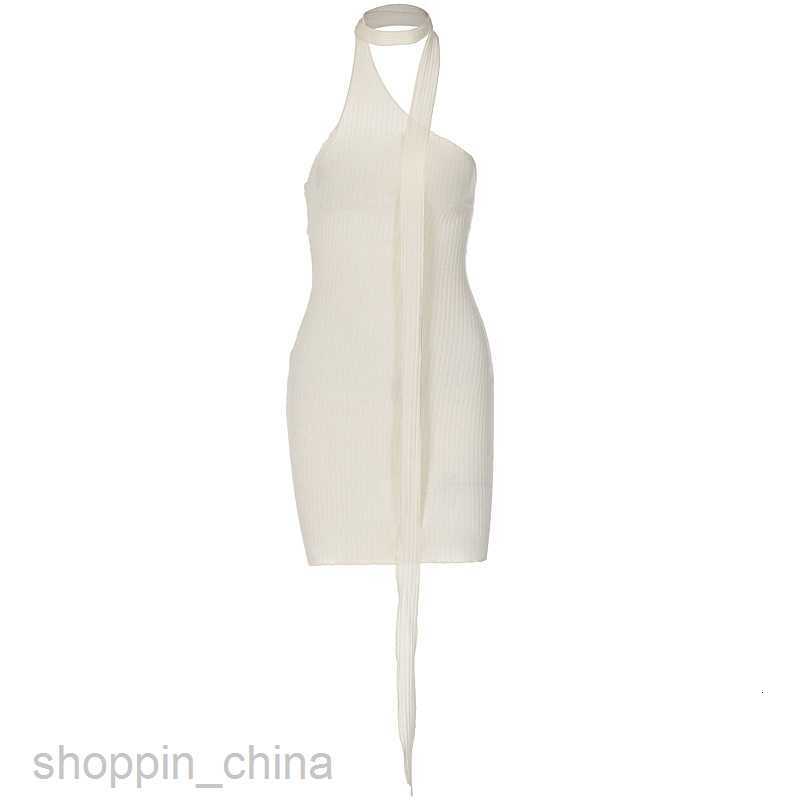 Basic Casual Dresses new sexy diagonal collar splicing ribbon hanging neck street style tight and versatile dress for women