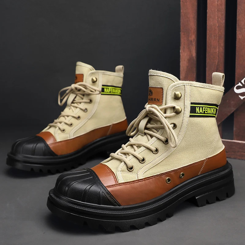 High Top Boots Men Leather Shoes Winter Motorcycle Snow Shell Head Boot For Military 240612
