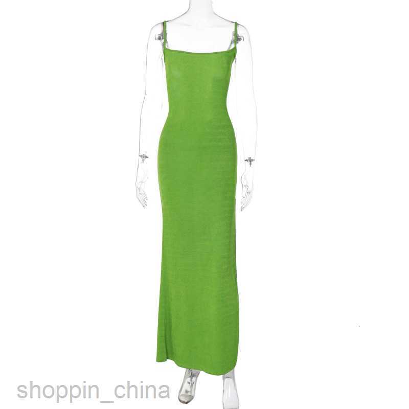 Basic Casual Women Dresses New women's dress solid color back hollowed out bandage temperament buttock split one-line collar suspender dress