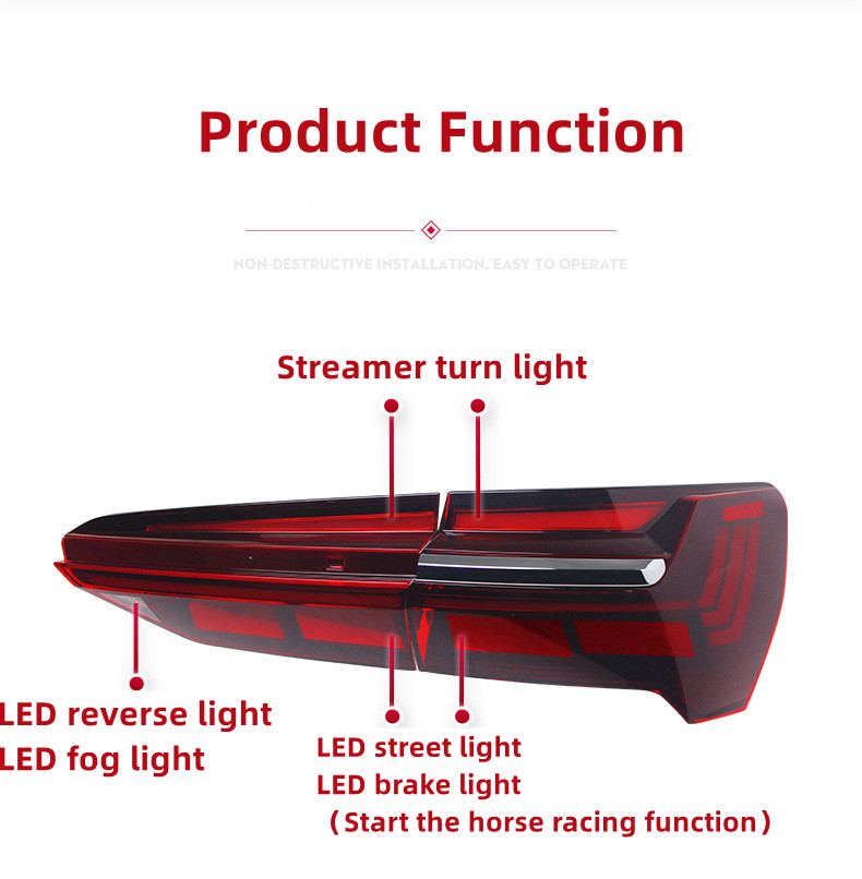 5pcs/set Taillight Assembly for AUDI A6L C8 2019-2024 Modified Horch Version Dynamic Through-type Driving Flow Turning Taillight