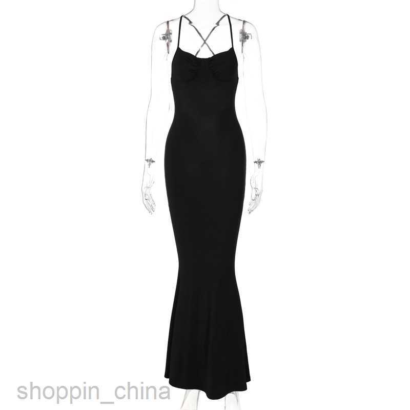 Basic Casual Women Dresses Spring Top New Cross Strap Open Back Skirt Dress for Women