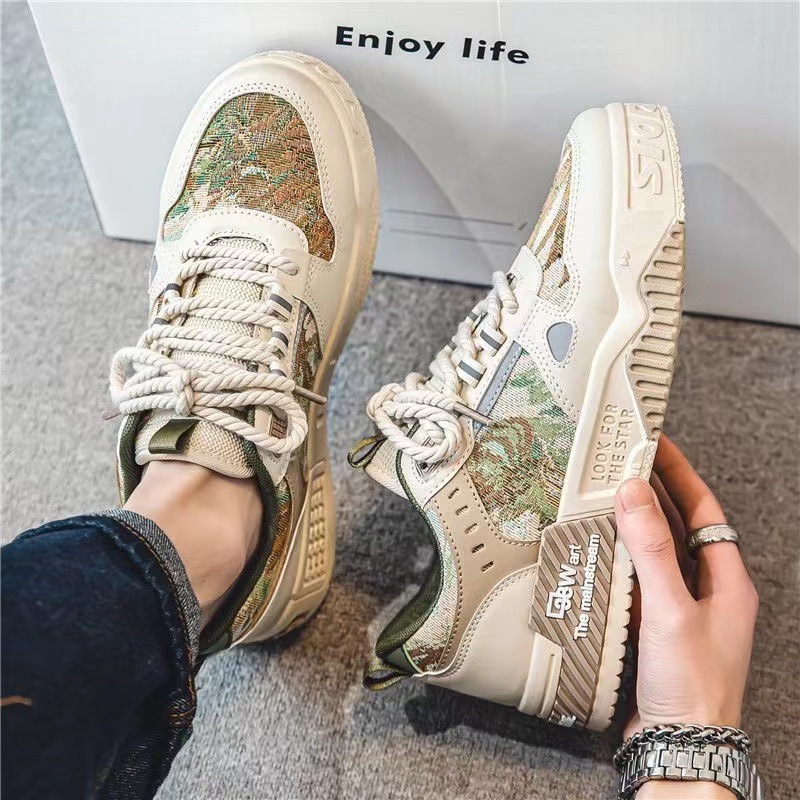 Men Lace-up Four Season Sports Shoes Fashion Pattern Trainers Sneakers