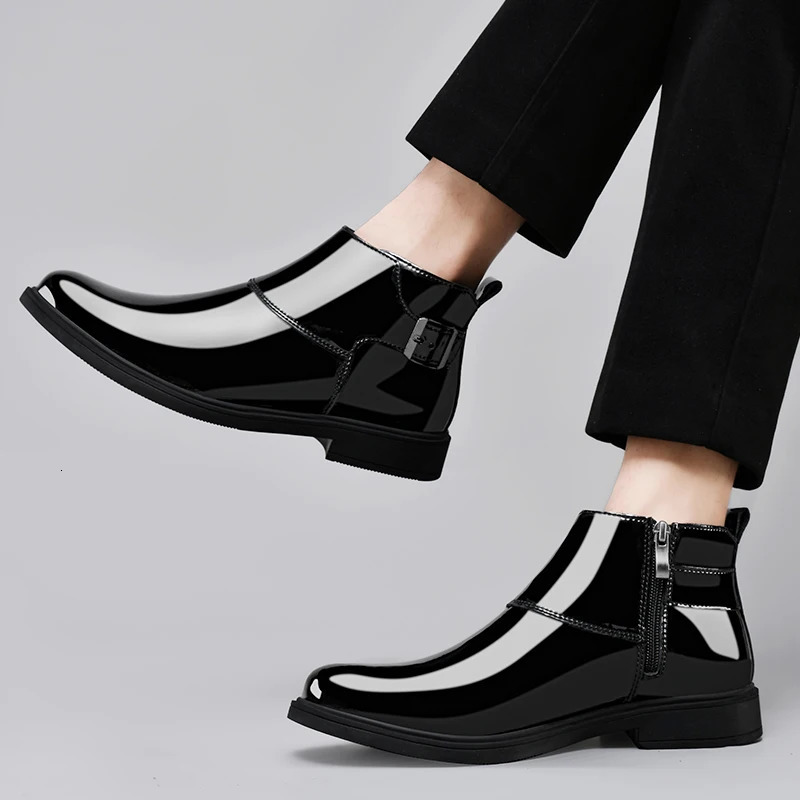 Mens Classic Retro Chelsea Boots Mens Fashion Leather Ankle Boots Men British Style Short Boots High-top Business Formal Shoes 240612