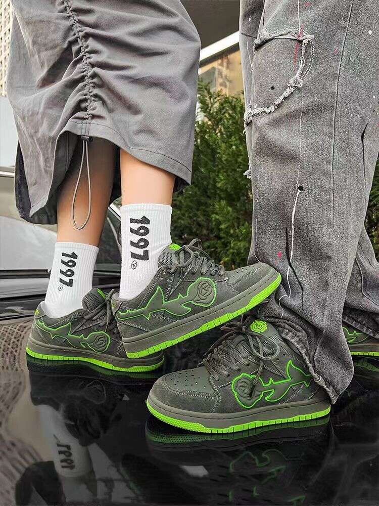 Ddmysports Dark Night Rose Sneakers Women Spring Fashion New Niche Design National Tide Couple It Color Sports Casual Bread Shoes OUTDOOR