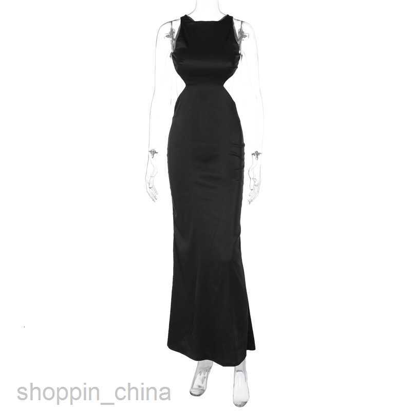Basic Casual Women Dresses Feng Spring Women's Wear New Solid Color Round Neck Sexy Back Slim Dress