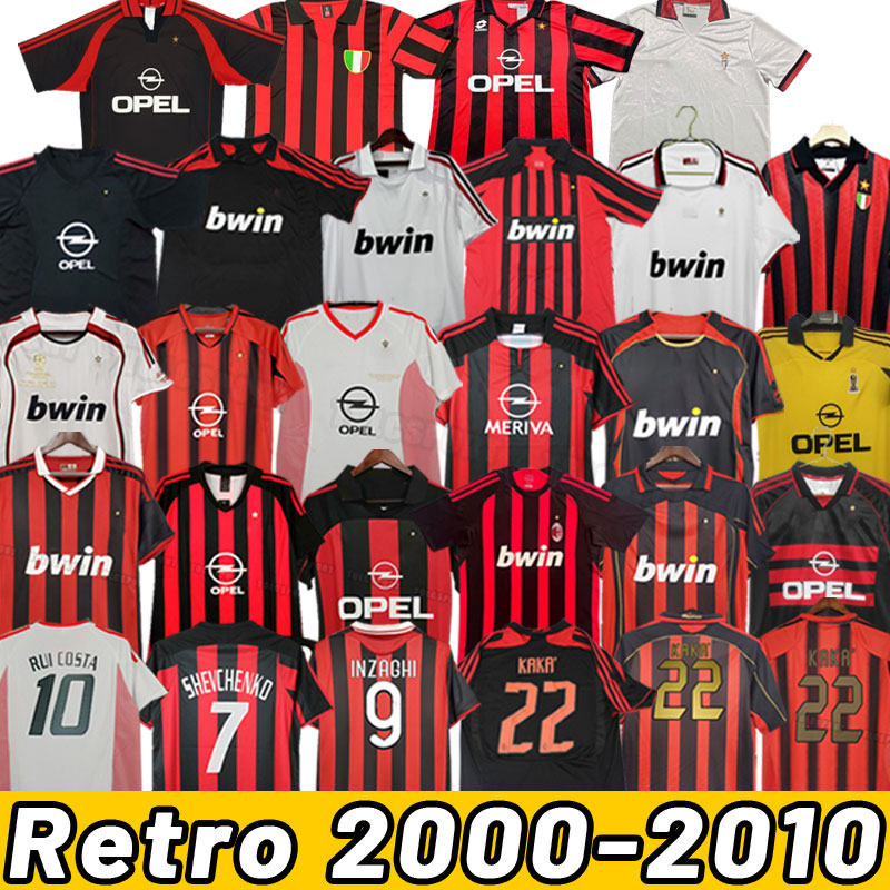 AC Retro shirts home Gullit SOCCER JERSEYS Maldini Van Basten KAKA Inzaghi Rivaldo SHEVCHENKO Baresi Nesta Seedorf MiLaN 00 02 03 04 05 06 07 09 10 2006 2007 2008 2009