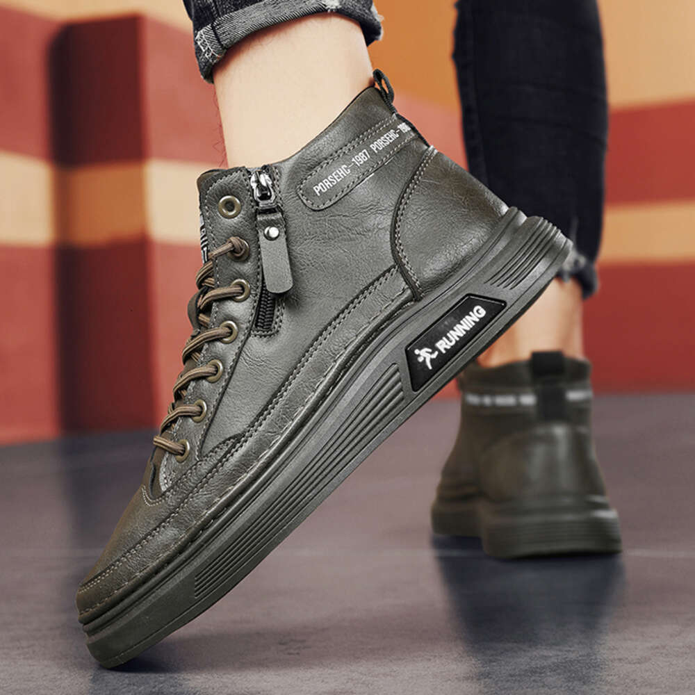 Men's Quality Leather Running Shoes Waterproof Anti-Slip Hard-Wearing Breathable Summer Spring Skateboard Sneakers