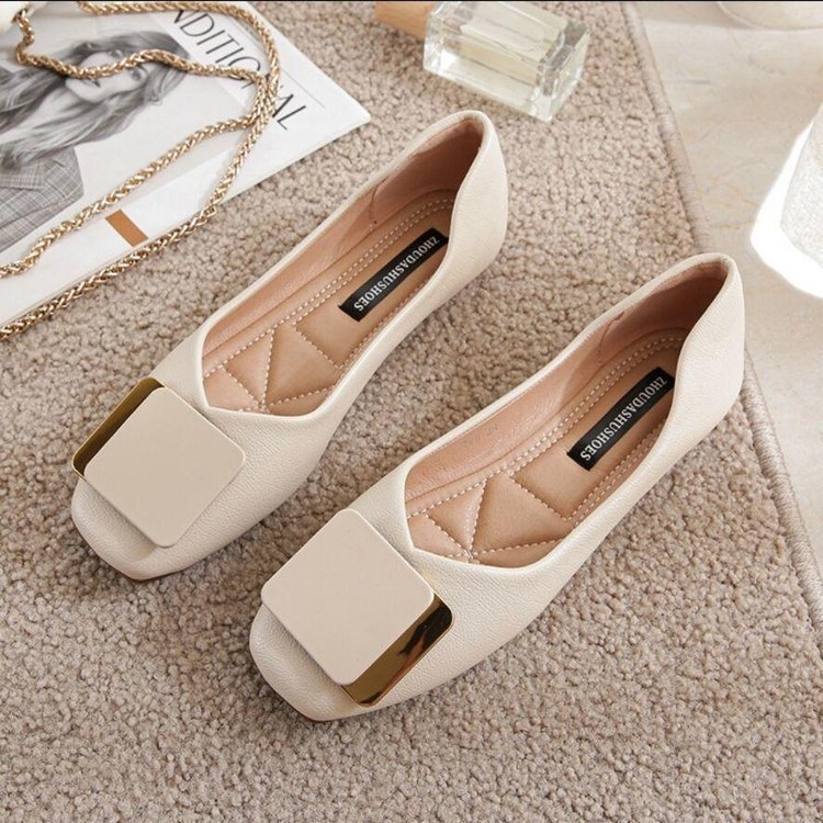 Women's Casual Shoes New Design Gentle Style Square Toe Flat Bottom Versatile Comfortable Breathable Triple Black Free shipping size